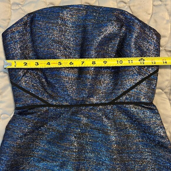 NWT J. Crew Collection Metallic Strapless Blue Black Mini Party Dress Women 0 - Picture 4 of 8
